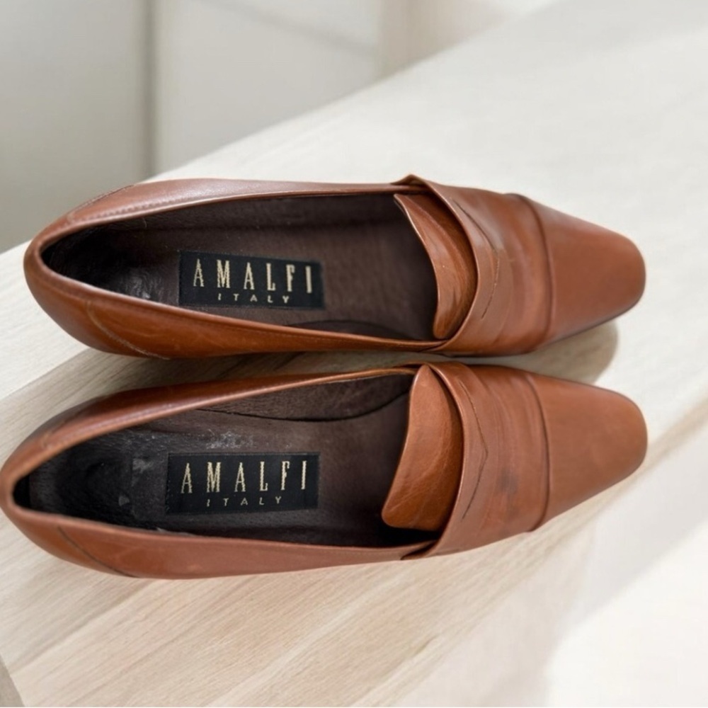 Amalfi Italy leather Brown dress shoes loafer Size 6 Brown Loafers Handmade - Picture 5 of 10